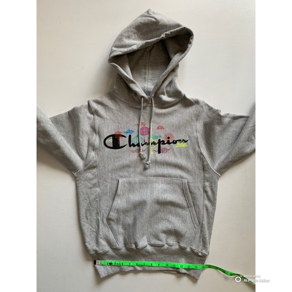 Champion Size XS Reverse Weave Hoodie Sweatshirt Grey RARE Lantern Print NWOT - Picture 13 of 16
